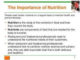 The Importance of Nutrition in the world.