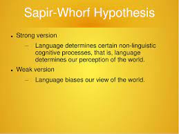 Weaker Sapir-Whorf hypothesis. 2022 Best Weaker Sapir-Whorf hypothesis.
